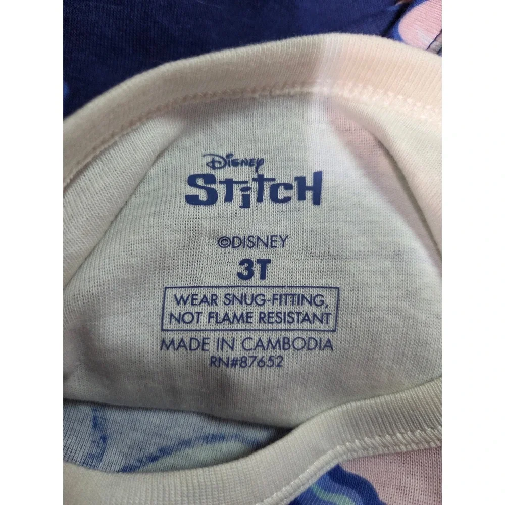 Disney Lilo & Stitch 4-Piece Pajama Set 3T Cotton Long Sleeve Navy Cream